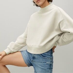Everlane Track Cropped Sweatshirt Canvas Cream Pullover Large